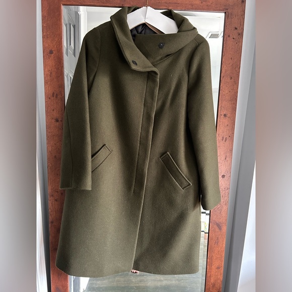 MANGO Basics Olive Green Wool Coat - Picture 4 of 8